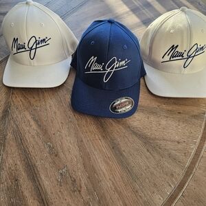 Maui Jim White & Blue Flex Fit Baseball Caps Size L-XL Set Of 3